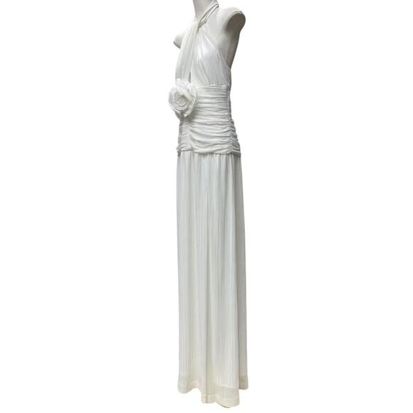 Rebecca Vallance White Floral Guinevere Halter Gown Maxi US 4 - Picture 9 of 11